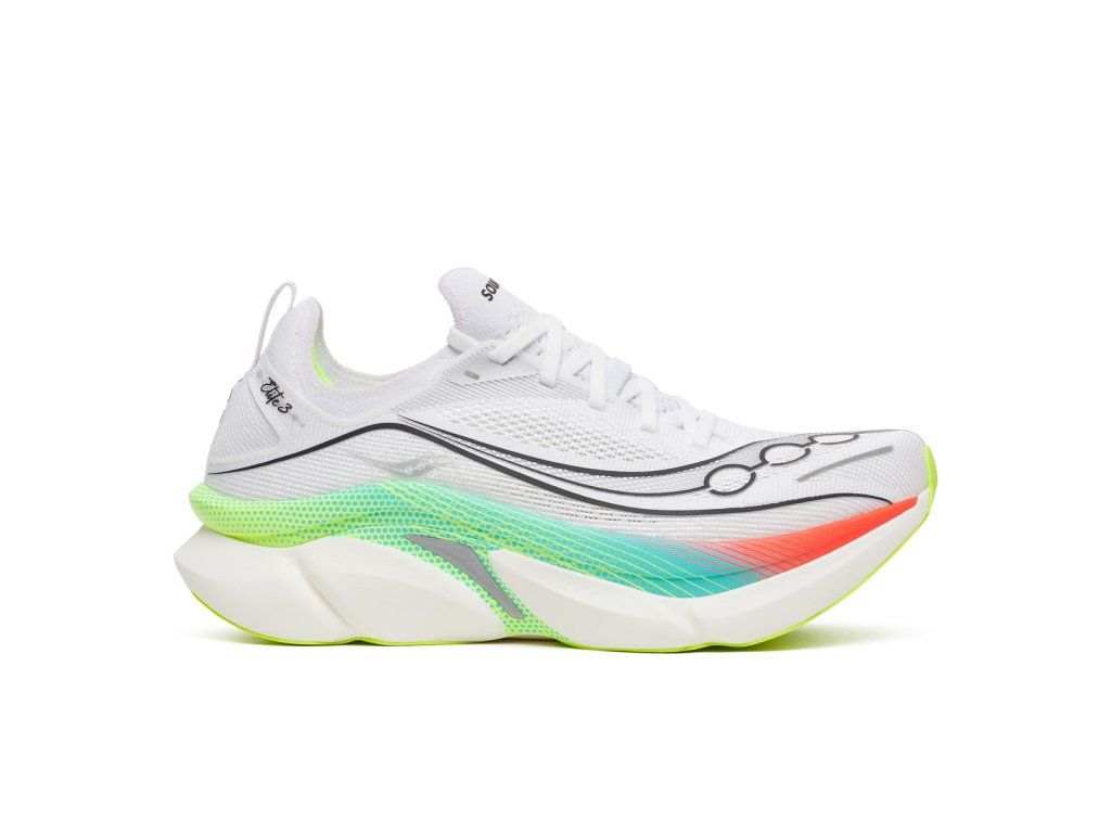 Saucony Endorphin Elite 3 white multi – pohled na pár bot